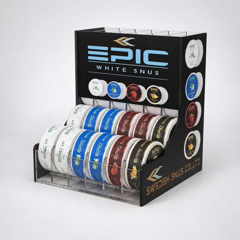 Black Acrylic Stepped Nicotine Pouch Can Display