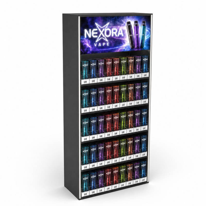 Five-Shelf LED Metal Vape Display Rack